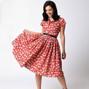 Bernie Dexter Kelly Red Cat Pattern